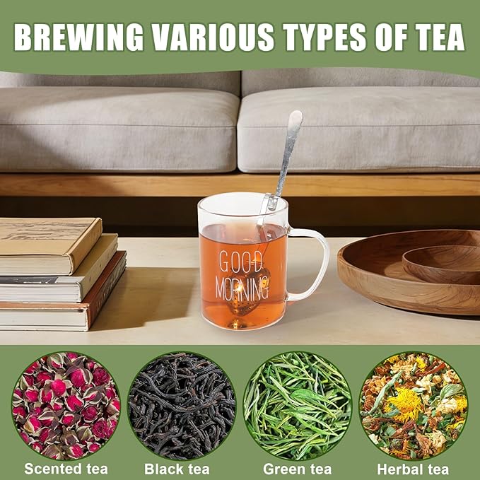 Tea Infuser Spoon for Loose Leaf Tea - Stainless Steel with Long Handle and Fine Mesh Filter, Reusable Easy to Clean Tea Accessories for Tea Lovers (Silver)