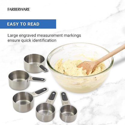 Farberware Professional Set of 5 Stainless Steel Measuring Cups, Precision and Ease in Every Scoop, Features Magnetic Handles for Easy Storage, Dishwasher Safe - Image 3