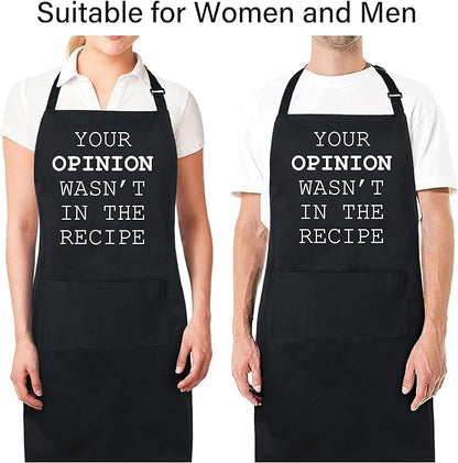 Xornis 100% Cotton Funny Apron with 2 Pockets for Men Women BBQ Grilling Adjustable Bib Black Aprons Gifts Cooking Kitchen