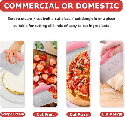 Pastry Cutter Dough Scraper Dough Cutter Scraper Tool Kitchen Pastry Blender,Stainless Steel Pastry Cutters Heavy Duty Dough Cutter for Kitchen Baking Tools,Comfortable and Easy Clean (Pink) (Pink-)