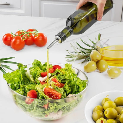 Zulay Kitchen 17oz Olive Oil Dispenser Bottle – Glass Oil Cruet with Spout, Funnel & Pourers, Easy-Pour Decanter for Kitchen Cooking and Serving (Green) - Image 4