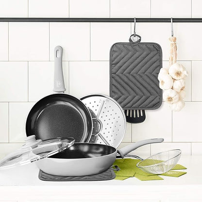 GROBRO7 5Pack Pocket Pot Holders Cotton Heat Resistant Potholder Multipurpose Hot Pads Machine Washable Oven Mitts Cooking Pads Bulk for Daily Kitchen Baking and Cooking 8.9 x 6.9 Inch Grey - Image 6