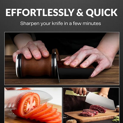4 Angles High Carbon Stainless Steel Rolling Knife Sharpener with 400, 1000 & 3000 Replacement Discs - Blunt Knife Sharpening Kit with 12°, 15°, 20°, and 25° Sharpening for Kitchen & Chef's Knives - Image 2