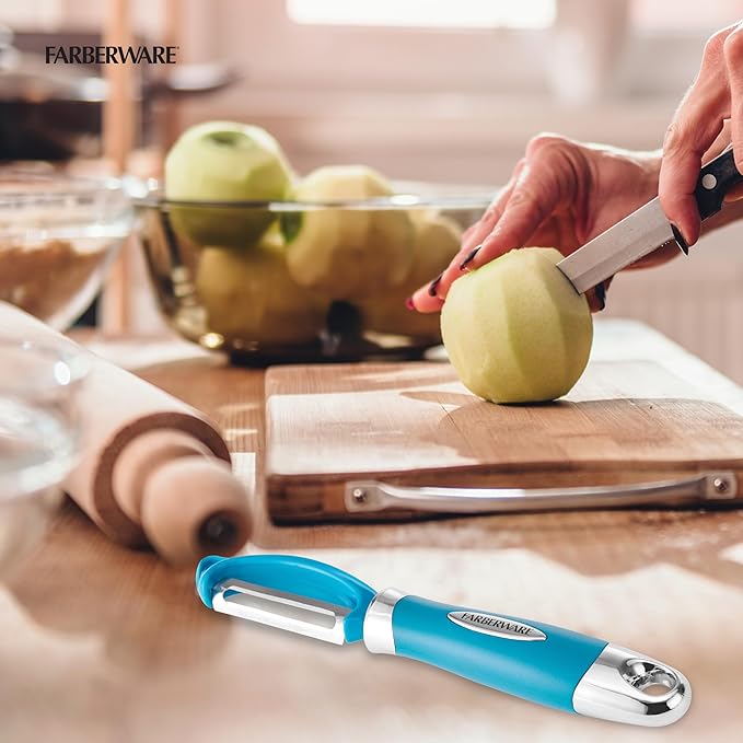 Farberware Euro Peeler, a Kitchen Essential for Quick and Easy Peeling of Produce, Chocolate, Cheeses and More, Features Hang-Hole for Easy Storage, Dishwasher Safe, Dark Teal - Image 6