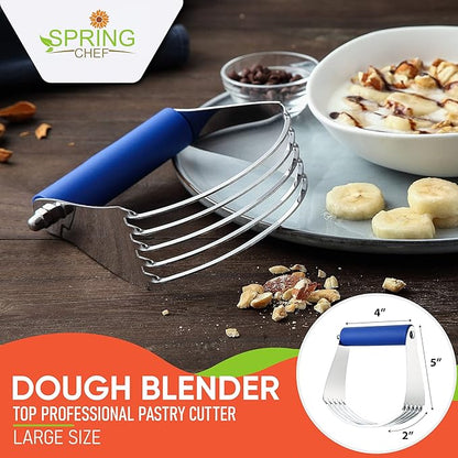 Spring Chef Large Dough Blender For Baking, Stainless Steel Puff Pastry Cutter Tool with Sharp & Thick Blades, Dishwasher Safe Dough Cutter Tool, Manual Pastry Blender for Easy Mixing - Sapphire - Image 2