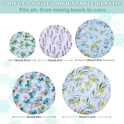 5-Size Reusable Beeswax Bowl Covers for Bread Proofing, Cotton Cloth Flexible Beeswax Wraps for Food Storage(Olive Branch) - Image 2