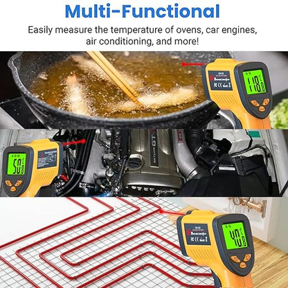 DEASOMIYE Infrared Laser Thermometer, Digital Infrared Laser Thermometer Gun with Adjustable Emissivity, IR Thermometer Temperature Gun for Cooking, Pizza Oven & Engine, -58℉～1022℉(-50℃～550℃)