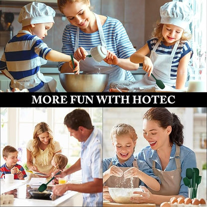 HOTEC 600℉ Heat Resistant BPA-Free Silicone Rubber Spatula Set,Kitchen Cooking Spatulas, Baking, Mixing for Non Stick Cookware, Dishwasher Safe, Dark Green Set of 5 - Image 7