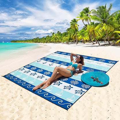 HIHOHO Beach Blanket Waterproof Sandproof Extra Large Beach Mat 79" X 83"/120"x108"for 1-8 Adults Quick Drying Durable Outdoor Picnic Mat for Beach Travel Camping Hiking