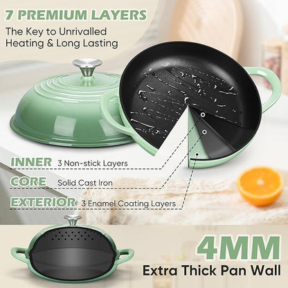 Bread Dutch Oven for Sourdough Baking (5.5 QT), Joyfair Enameled Cast Iron Dutch Oven Pot with Lid, Sourdough Bread Pan with Dual Handles, Non-Stick & Even Heat, Oven-safe up to 500°F, Pistachio Green - Image 2