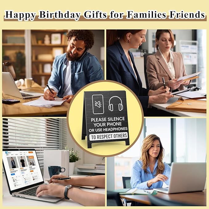 Funny Home Office Reminder Decor Caution Desk Signs Team Gifts for Employees Boss Humorous Shelf Desk Decorations Supplies Cubicle Table Decorations Silence Your Phone White Elephant Gift - Image 7
