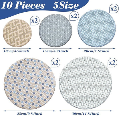10 Pack Cloth Bowl Covers for Bread Rising - 5 Size Stretch Elastic Food Storage Container Lids - Reusable Cotton Fabric Covers for Food, Fruits, Leftovers (Pastel)