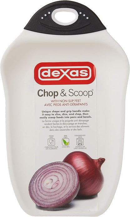 Dexas Chop & Scoop Cutting Board, Small 6.5 by 10.5 inches, White with Black Handle - Image 4