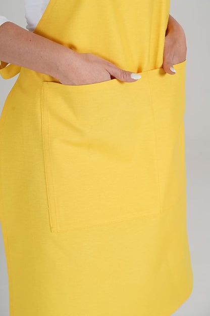 TOSHE Kitchen Apron Waterdrop Resistant Cotton Apron with adjustable Aprons for Women with Pockets 10 Color option Cooking Yellow Apron (Yellow) - Image 8