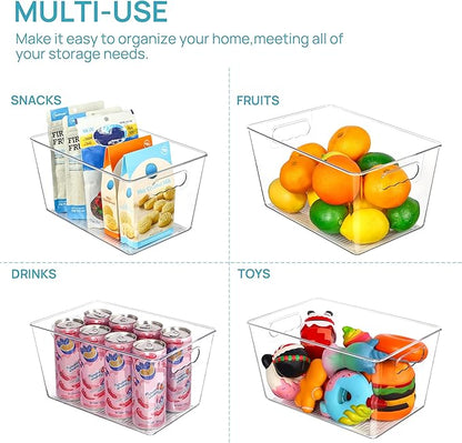 Vtopmart Clear Plastic Storage Bins, 6 PCS Pantry Organizer Bins with Handle for Refrigerator, Fridge, Cabinet, Kitchen, Countertops, Cupboard, Freezer Organization and Storage, Large - Image 5