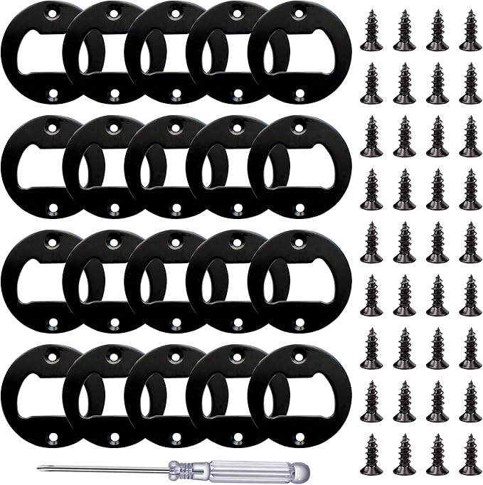 Bottle Opener Insert - 20 Sets Stainless Steel Inserts Kit with Screws Screwdriver for DIY Resin Mould Kit Hardware Parts Supply（black) by TECARATE