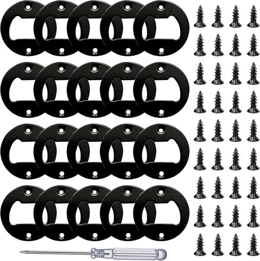 Bottle Opener Insert - 20 Sets Stainless Steel Inserts Kit with Screws Screwdriver for DIY Resin Mould Kit Hardware Parts Supply（black) by TECARATE
