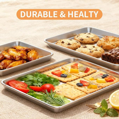 Baking Sheet Set of 2, Stainless Steel Cookie Sheets Baking Sheet Pan, 16 x 12 Inch Thicker and Firmer Baking Pans Set, Non-stick, Non toxic & Heavy Duty & Easy Clean,Dishwasher Safe - Image 2