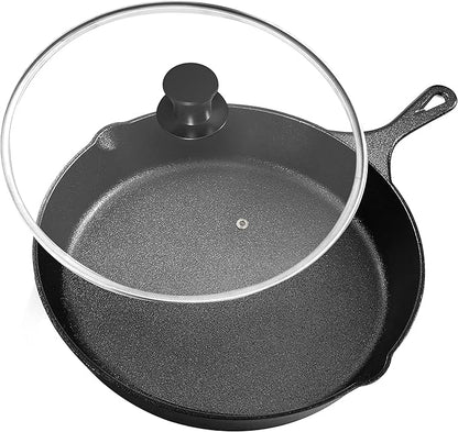 Utopia Kitchen Saute Frying Pan 8 Inch, Cast Iron Chefs Pan, Pre Seasoned Cast iron Skillet With Lid, Safe Grill Cookware for Indoor & Outdoor Use, Black by UTOPIAKITCHEN
