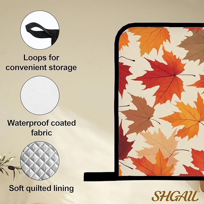 Oven Mitts and Hot Pads Set - Autumn Maple Design, Heat Resistant Cute Pot Holders for Kitchen, Baking Gifts for Women