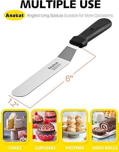 Anaeat Icing Spatula, Professional Cake Angled Offset Spatula with 6" Stainless Steel Blade - Thickened Frosting Knife with Durable Plastic Handle for Cake Decorating, Pastry & Baking - Image 6