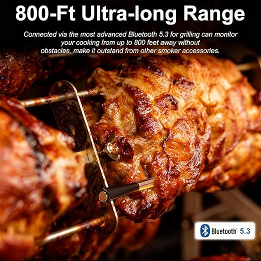 Wireless Meat Thermometer Digital with 800ft Remote Range, Bluetooth 5.3 Wireless Thermometer for Cooking with Ambient Temperature and App Alert for Oven BBQ Grilling Smoking - Image 2