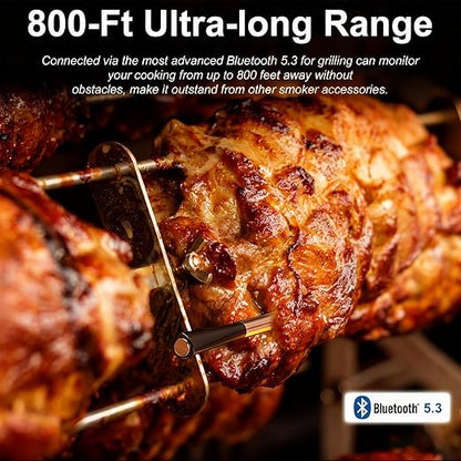 Wireless Meat Thermometer Digital with 800ft Remote Range, Bluetooth 5.3 Wireless Thermometer for Cooking with Ambient Temperature and App Alert for Oven BBQ Grilling Smoking - Image 2