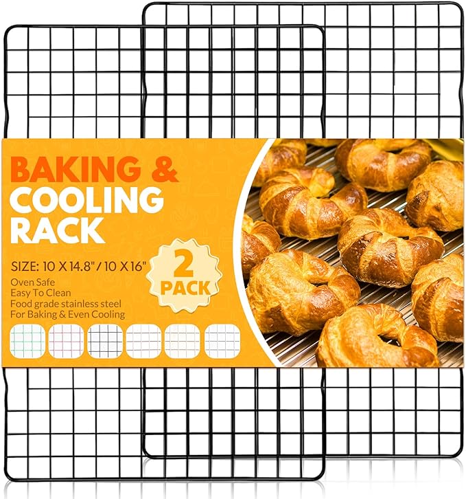 2 PCS Cooling Racks for Cooking and Baking, 14.8x10 Inches Stainless Steel Cooling Rack, Sheet Pan with Wire Rack for Baking Sheet, Bacon Rack Oven Safe Fits Jelly Roll Sheet Pan by Unknown