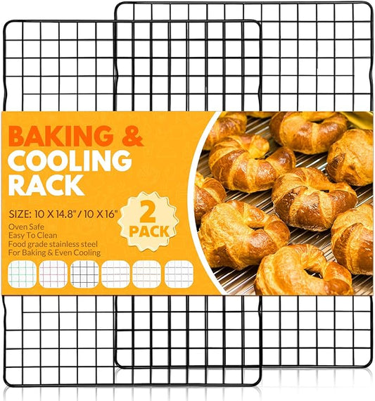 2 PCS Cooling Racks for Cooking and Baking, 14.8x10 Inches Stainless Steel Cooling Rack, Sheet Pan with Wire Rack for Baking Sheet, Bacon Rack Oven Safe Fits Jelly Roll Sheet Pan by Unknown