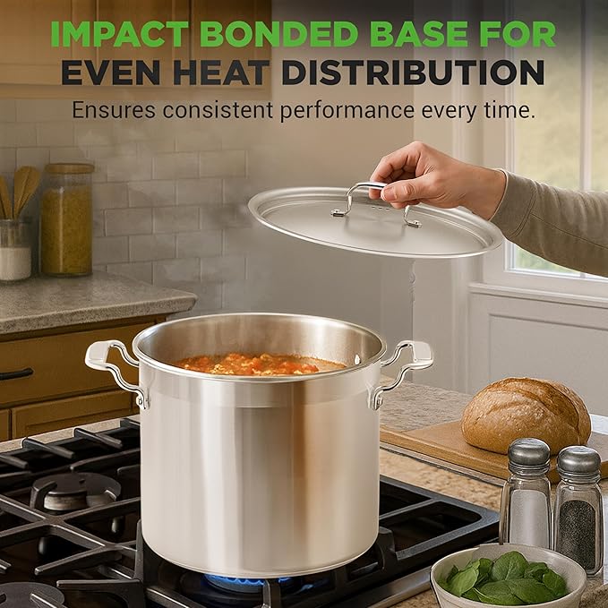 NutriChef 16-Quart Stainless Steel Stockpot - 18/8 Food Grade Heavy Duty Large Stock Pot for Stew, Simmering, Soup, Includes Lid, Dishwasher Safe, Works w/Induction, Ceramic & Halogen Cooktops - Image 6