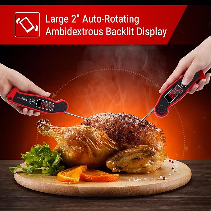 TempPro TP19 Waterproof Digital Meat Thermometer for Grilling with Ambidextrous Backlit & Thermocouple Instant Read Kitchen Cooking Food Thermometer for Candy Oil BBQ Smoker (Previously ThermoPro) - Image 4