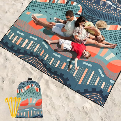 WIWIGO Beach Blanket Waterproof Sandproof Beach Mat 79" X 83"/10'x9'for 2-8 Adults Quick Drying Outdoor Picnic Mat Beach Accessories for Travel, Camping, Hiking - Image 6