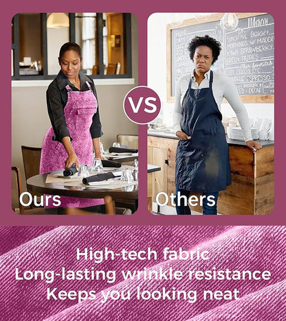Denim Apron with Pockets for Hair Stylist Gardening Craftsmen Barista Women Hairdresser Jean Work Apron Cross Straps