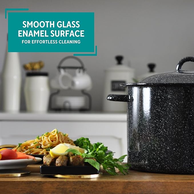 MIRRO 7.75qt Enamel Stock Pot, Black - Image 5