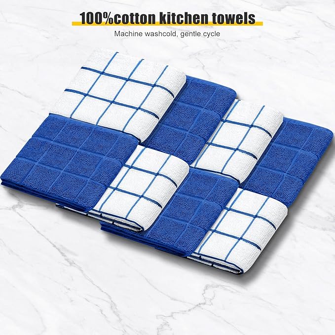 Oven Mitts Kitchen Towels Dishcloths with Pot Holders Sets, Dish Towels Sets, Oven Gloves Pot Pads Heat Resistant 500 Degrees with Non-Slip Silicone Surface for Cooking Baking Grilling-Royal Blue - Image 3