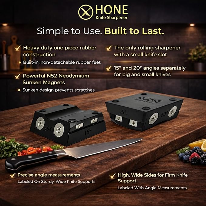    Engineered in Canada, Kitchen Rolling Knife Sharpener with Ball Bearings, Detachable Dual-Sided Diamond Plates, Small Knives Slot, 20° & 15° Precision Sharpening - Image 4