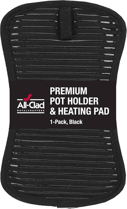 All-Clad Premium Pot Holder & Hot Pad: Heat Resistant to 500 Degrees - 100% Cotton, 10"x6.25" Hot Pad for Kitchen and Barbeque, (1-Pack), Black by All-Clad