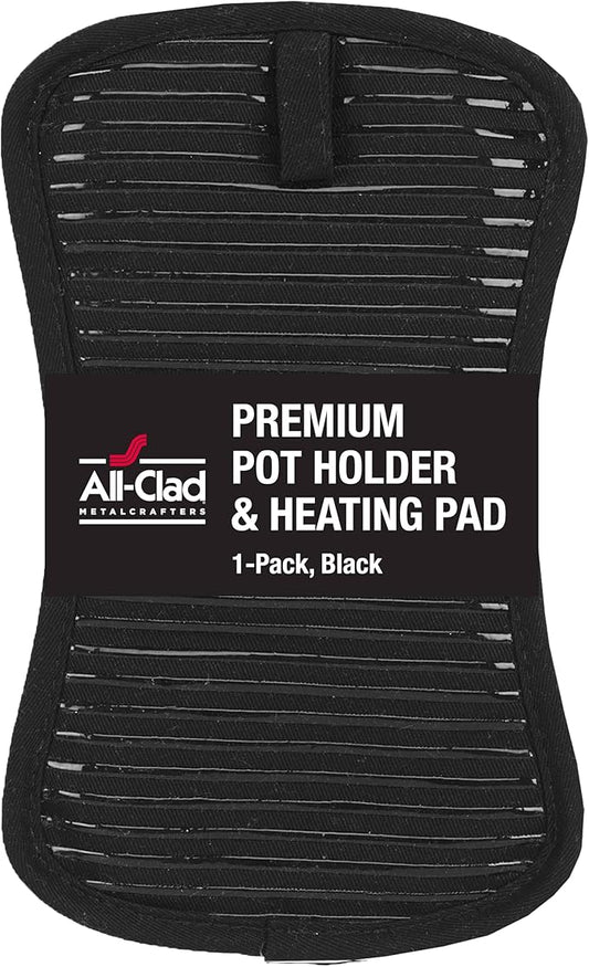 All-Clad Premium Pot Holder & Hot Pad: Heat Resistant to 500 Degrees - 100% Cotton, 10"x6.25" Hot Pad for Kitchen and Barbeque, (1-Pack), Black by All-Clad