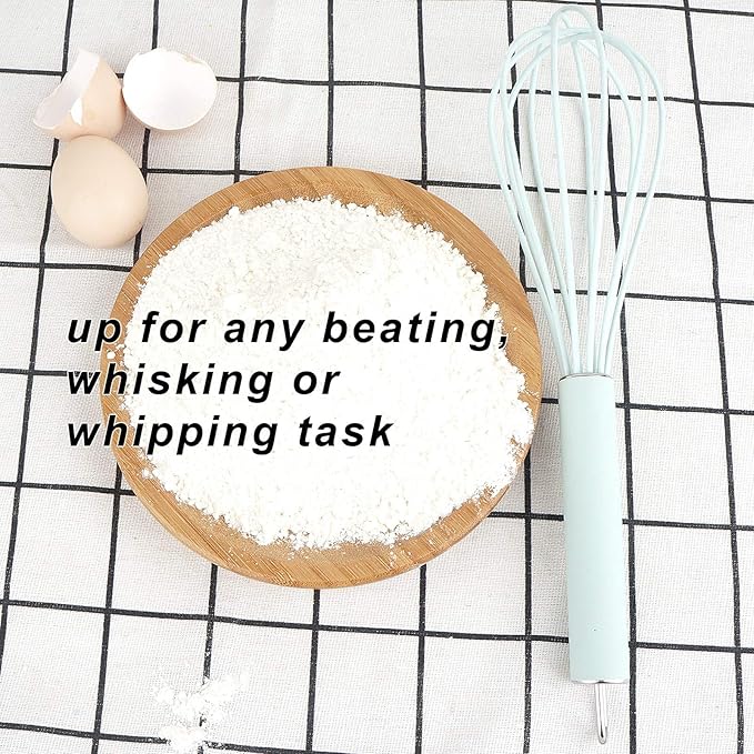 GorGin high temperature and easy to clean silicone whisk, stirrer, 10 inch, grip good grip design for Blending Whisking Beating Stirring Cooking Baking (1 Pack | blue) - Image 6