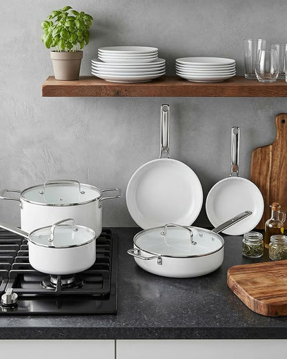 Ceramic Cookware Set - Nonstick Kitchen Pots and Pans Set, Induction Cookware Sets with Cooking Utensils Set, Non Toxic Cookware Set, Non Stick Pan Set for Cooking Pot, Oven & Dishwasher Safe, Gift - Image 8
