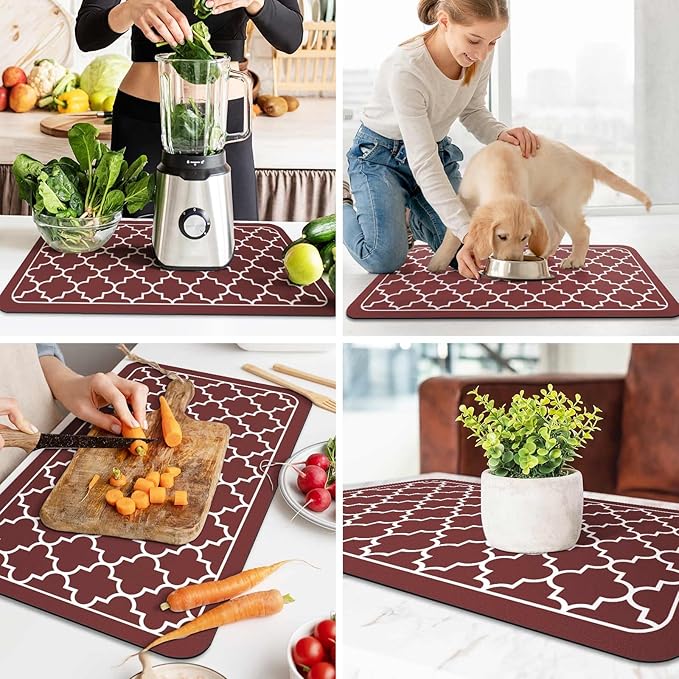 WISELIFE Dish Drying Mat Super Absorbent Drying Mat Large Dish Drying Mats for Kitchen Counter Easy Clean Dish Mat Kitchen Drying Mat18"x 28" Stylish Red - Image 6