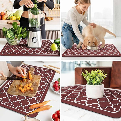 WISELIFE Dish Drying Mat Super Absorbent Drying Mat Large Dish Drying Mats for Kitchen Counter Easy Clean Dish Mat Kitchen Drying Mat18"x 28" Stylish Red - Image 6