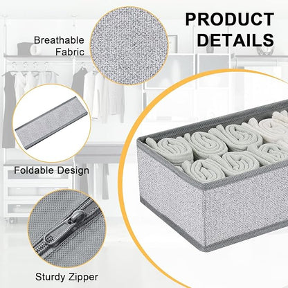 DIMJ Drawer Organizers for Clothing, Set of 12 Dresser Drawer Organizers, Fabric Closet Organizers and Storage, Drawer Dividers for Baby Clothes, Socks, Belt, Tie (Blended) - Image 2