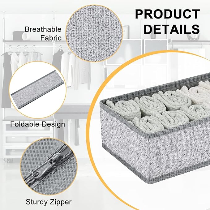 DIMJ Drawer Organizer Clothes Set of 8, Foldable Closet Drawer Bins, Underwear Drawer Organizer, Fabric Drawer Dividers for Baby Clothes, Socks, Belt, Tie (Blended) - Image 4