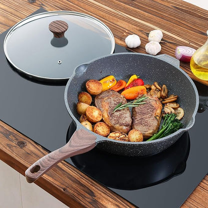 SENSARTE Nonstick Deep Frying Pan Skillet, 11-inch Saute Pan with Lid, Stay-cool Handle, Chef Pan Healthy Stone Cookware Cooking Pan, Induction Compatible - Image 8