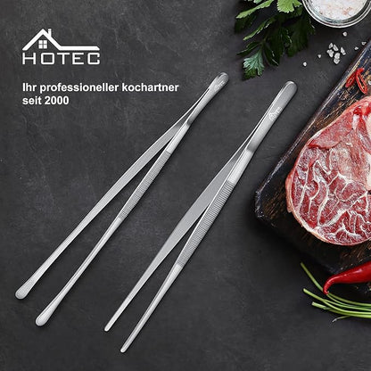 HOTEC Kitchen Tweezers Tongs Stainless Steel Professional Chef Tweezers, Set of 2-12inch Extra-Long Food Tongs for Cooking,Grill and Baking - Image 9