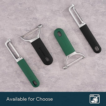 KITCHENDAO Swivel Vegetable Potato Peeler for Kitchen, Japanese Stainless Steel Sharp Blade, Heavy Duty Die-cast Construction Y Peeler, Built-in Eye Remover, Soft-touch Handle, Dishwasher Safe, Green - Image 6