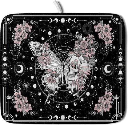 Skeleton Butterfly Dish Drying Mat Black Skull Absorbent Dish Drainer for Kitchen Counter Holiday Decor by Giwawa
