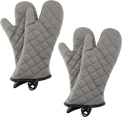 ARCLIBER Oven Mitts 2 Pairs of Quilted Terry Cloth Cotton Lining,Extra Long Professional Heat Resistant Kitchen Oven Gloves,16 Inch,Gray by ARCLIBER