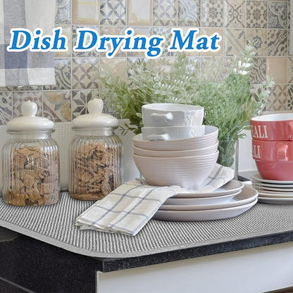 2 Pack Large Dish Drying Mat,24x17 Inch Absorbent Microfiber Dishes Drainer Mats,Dish Drying Pad for Countertops,Sinks,Draining Racks(Gray) - Image 4